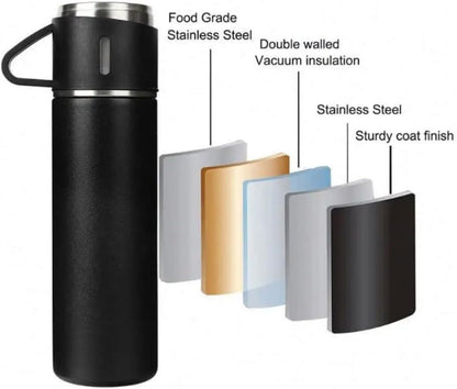 Edelstahl Thermosflasche Geschenk-Set, 500 ml Vakuumflasche, 2 Tassen (Kostenloser Versand)